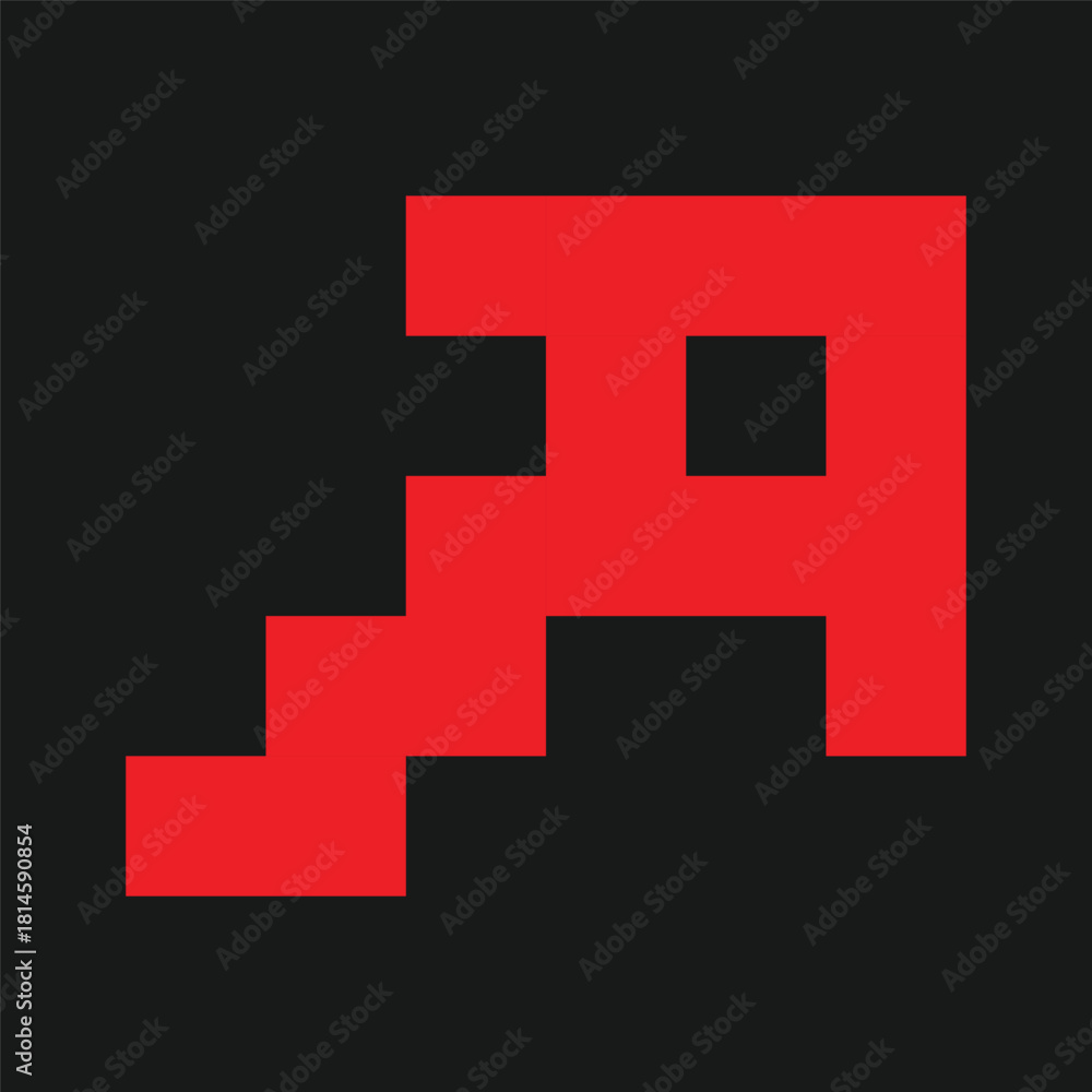 Obraz premium Red Pixel Arrow vector Arrowhead sign Arrow icon