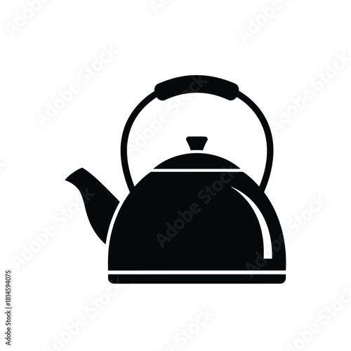 Black silhouette icon of a classic stovetop kettle