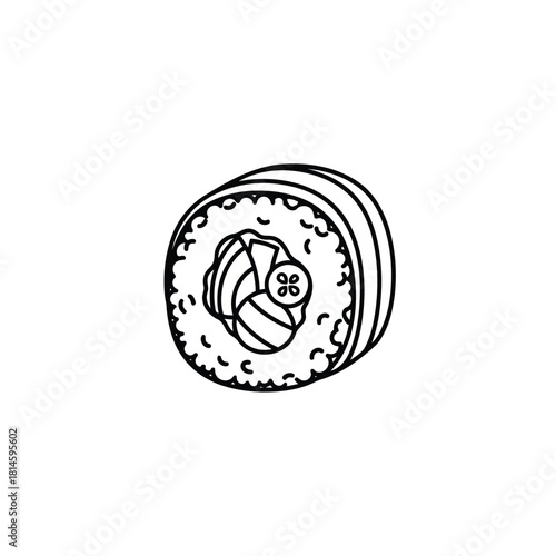 Hand drawn sushi roll icon
