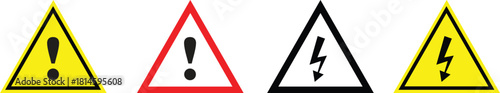 High Voltage Electrical Shock and General Danger Warning Signs Set