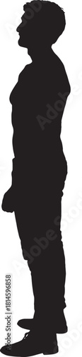 silhouette of side view  of a man shirtless