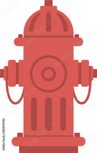 A red fire hydrant stands isolated against a white background, presented in a simple, flat vector style.