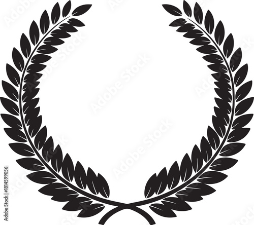Laurel Wreath Silhouette – Heraldic Crest, Olive Branch Award Emblem