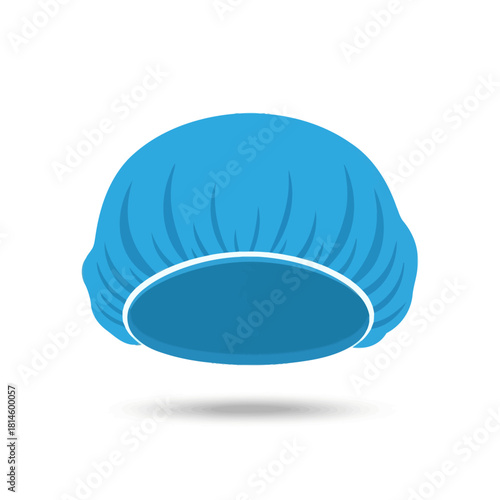 Blue Disposable Bouffant Surgical Cap with White Elastic Rim, Isolated.