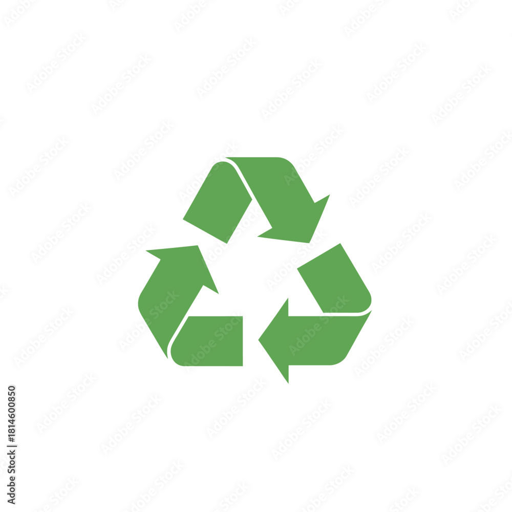 Fototapeta premium Bright Green Recycling Symbol with Three Arrows Forming a Continuous Loop.