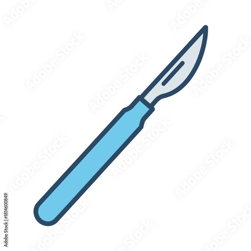 Blue-handled Scalpel with Silver Blade, Medical Tool, Surgical Instrument.
