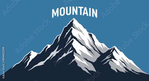 Majestic mountain peak with blue sky in bold design