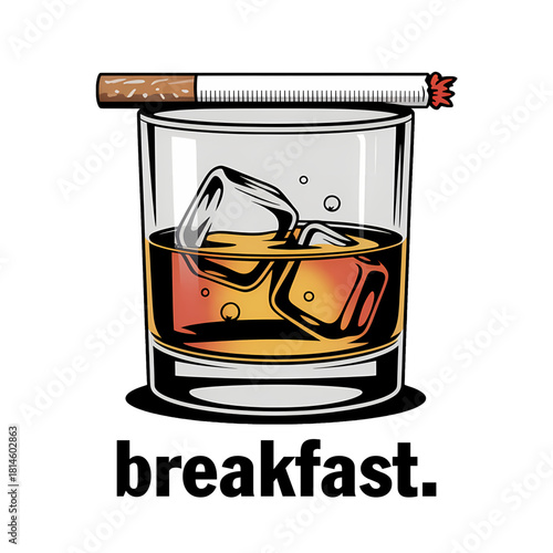 Morning drink with ice and a unique touch in a glass, ready for a bold start to the day