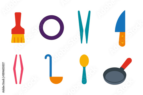 Colorful kitchen tools collection for cooking enthusiasts and chefs