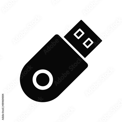 Black usb flash drive icon illustration on a white background for designs