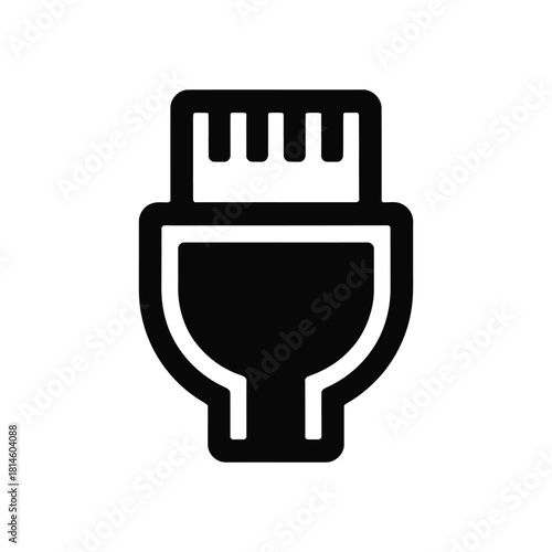 Black ethernet connector icon on white background simplistic illustration for connectivity