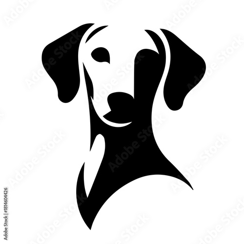 balck and white vector silhouette of dog on white background