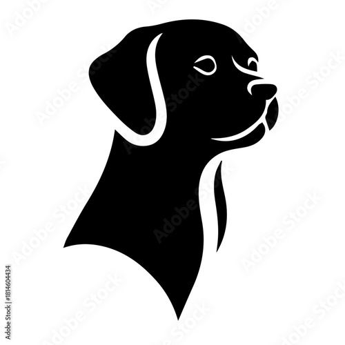 balck and white vector silhouette of dog on white background