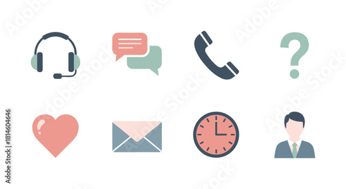 Modern flat icons for communication and support services