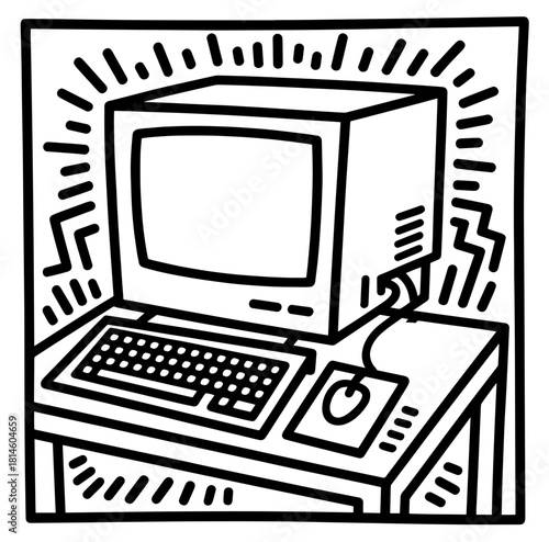 Photo or graphic editor on computer vector illustration, flat cartoon laptop screen with design or image editing software or program on workplace desktop table image	