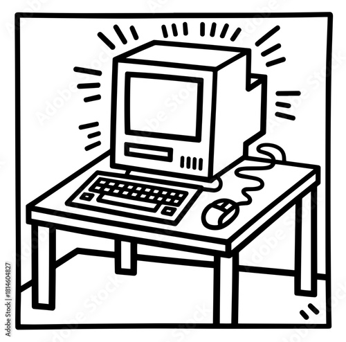 Photo or graphic editor on computer vector illustration, flat cartoon laptop screen with design or image editing software or program on workplace desktop table image	