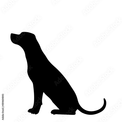 balck and white vector silhouette of dog on white background