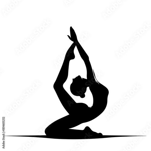 balck and white vector silhouette of yoga on white background
