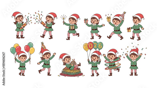 Holiday Elf: a collection of whimsical elves bring a sense of festivity. Wearing festive attire, they engage in playful activities, radiating joy and excitement. 