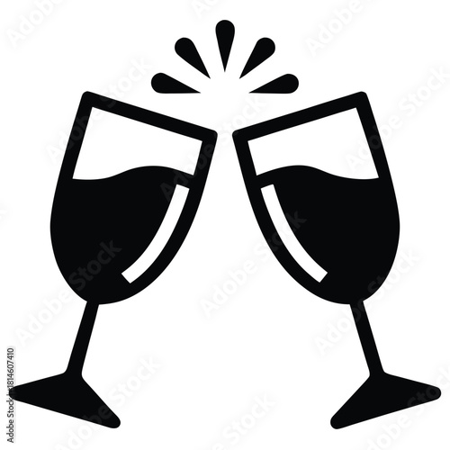 toasting wine glasses vector icon