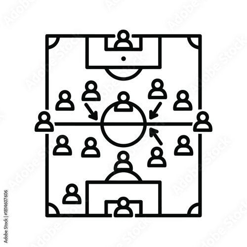 Soccer field with player formation isolated on