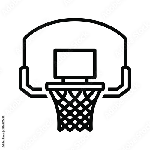 Basketball hoop isolated on in simple line art style