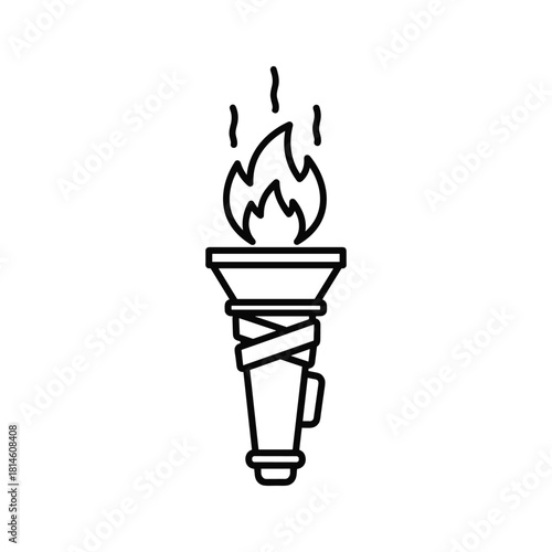 Black and white line icon representing an inflatable boat or dinghy with an attached oar, isolated on