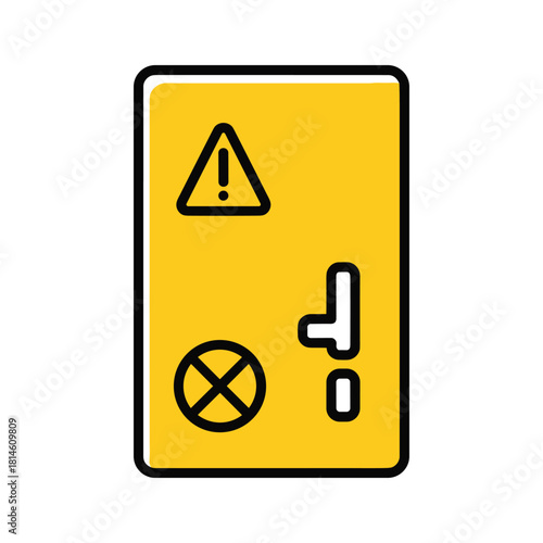 Electrical panel with hazard sign isolated on vector icon