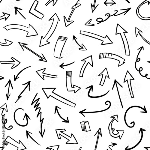 Trendy arrow pattern background, hand drawn direction indicators for creative projects and modern design schemes