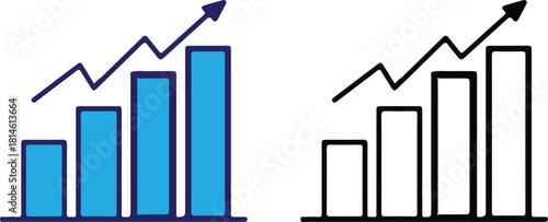 business graph arrow bule black line set vector logo chart 