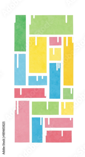 Modern abstract colorful geometric art with pink, yellow, blue and green for playful designs