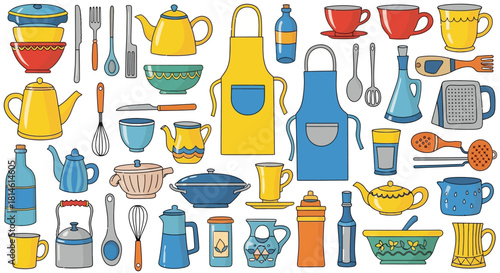 Delightful kitchenware collection perfect for cooking enthusiasts and home decor projects, adds charm to culinary designs
