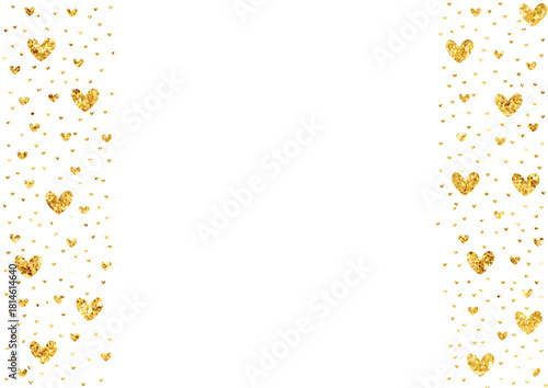 Golden glitter hearts frame vector svg