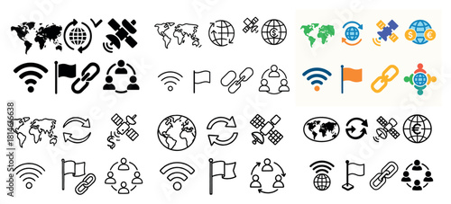 Communication and connectivity icon set collection