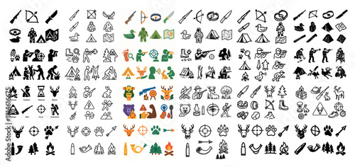 Outdoor adventure icons collection for camping