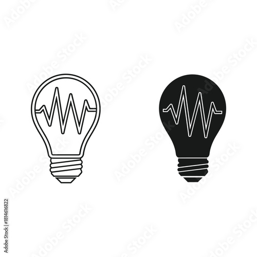 Lightbulb with sound wave inside representing ideas and innovation