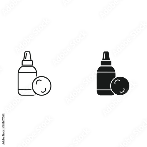 Two icons representing contact lens solution and lens case