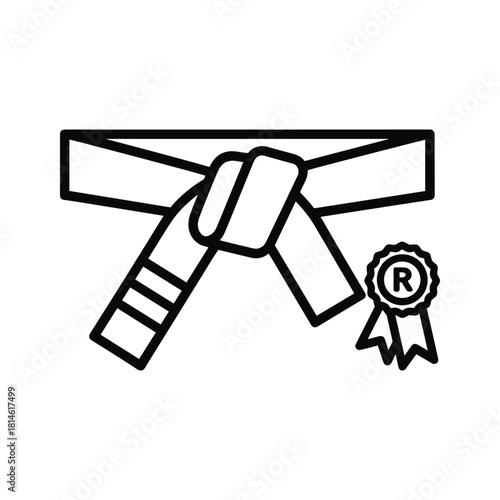 Black belt martial art rank isolated on