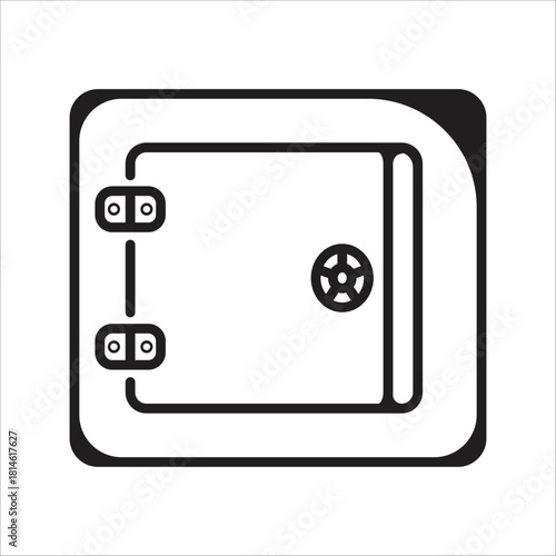 A safe or sturdy metal cabinet with a secure locking mechanism and combination lock symbolizes financial security, banking, protection of valuable assets, and secure data storage.