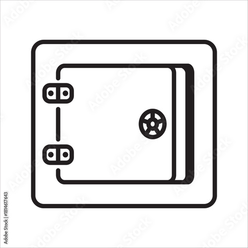 Heavy-duty metal safe or strongbox with combination lock and secure hinges, representing banking, financial security, cash storage.