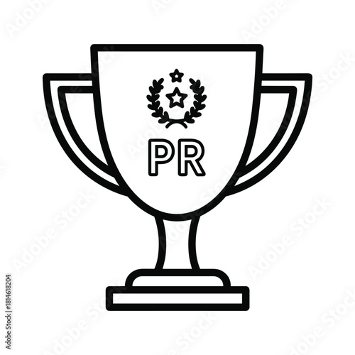 Trophy with pr symbol isolated on for public relations