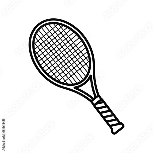 Black and white tennis racket isolated on for sport theme