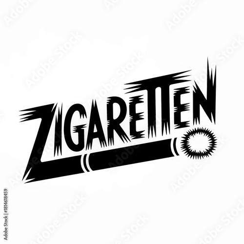 Artistic depiction of the word Zigarette with a stylized cigarette symbol in a creative design