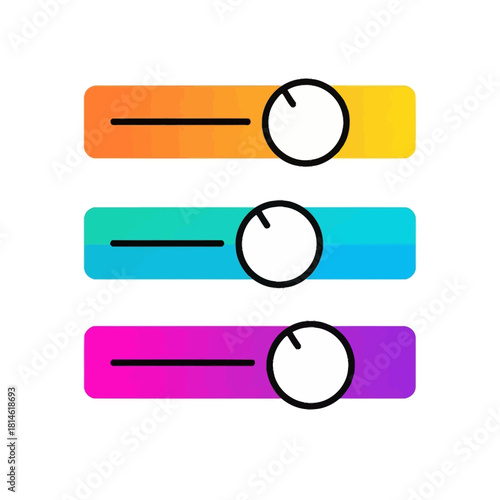 Colorful Gradient Horizontal Sliders with White Circular Control Knobs.