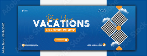 Travel and vacation planning banner with scenic destination images