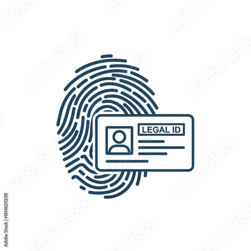 Fingerprint and Legal ID Card Icon - Biometric Identification and Authentication.