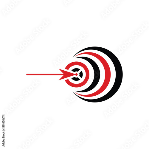 Precision target logo design, red arrow hitting the center, perfect for branding, marketing, and advertising campaigns, shows focus and accuracy