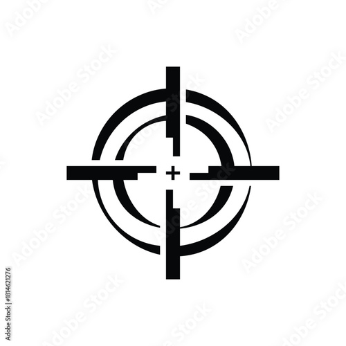 Sharp black target symbol with crosshairs for precision marketing, perfect for advertising focus, aiming, or achieving goals in a modern design