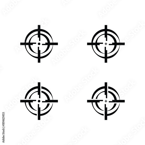 Precision target practice symbols for aiming and focus in black and white, perfect for demonstrating accuracy and goal achievement in business presentations