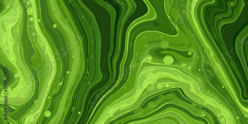 Abstract green marble texture with bubbles and swirling lines
